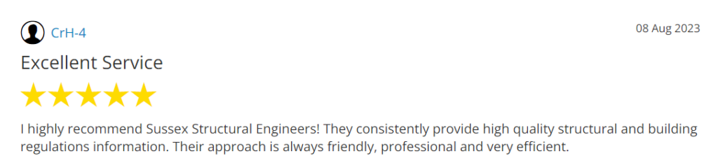excellent service testimonial for sussex structural engineers team